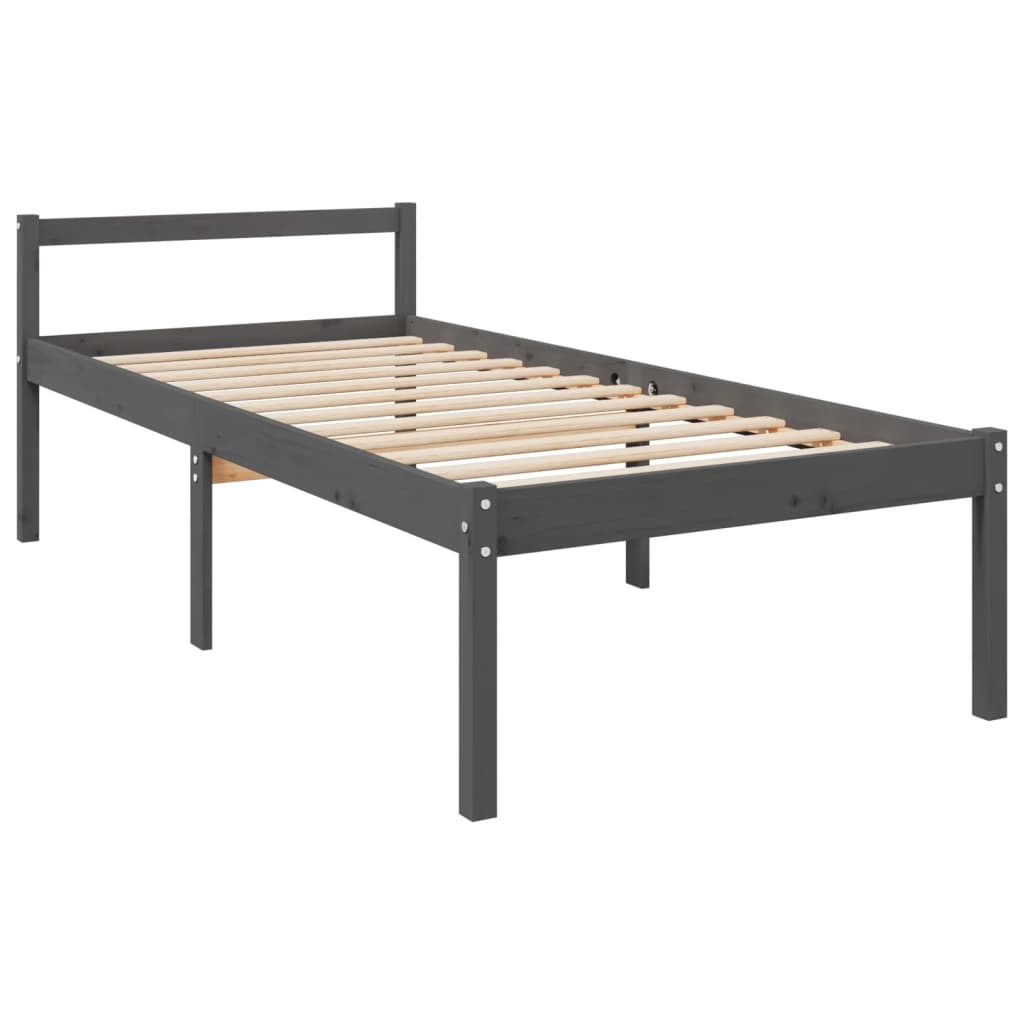 vidaXL Senior Bed without Mattress Grey 100x200 cm Solid Wood