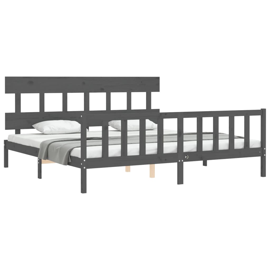 vidaXL Bed Frame without Mattress Grey 200x200 cm Solid Wood Pine