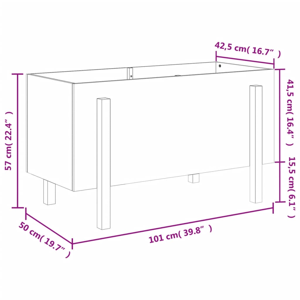 vidaXL Garden Raised Bed White 101x50x57 cm Solid Wood Pine