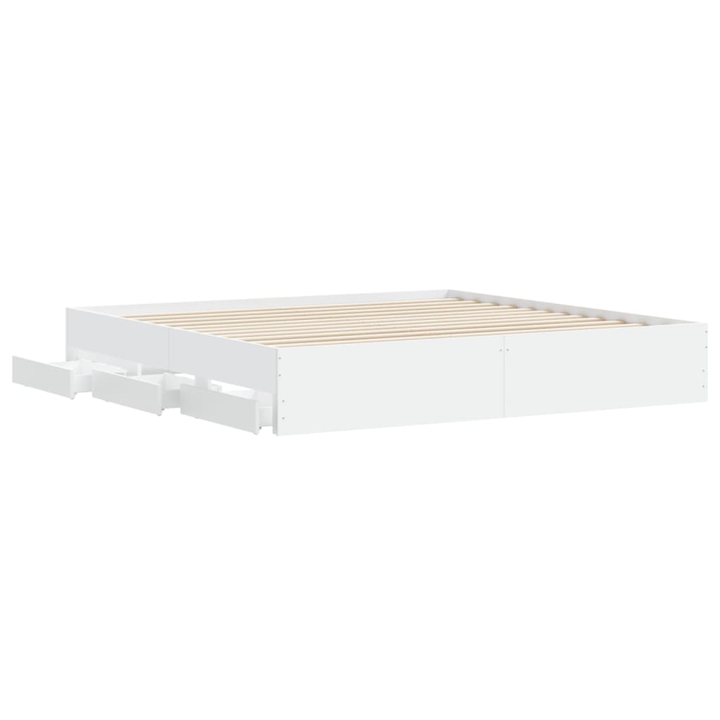 vidaXL Bed Frame with Drawers White 200x200 cm Engineered Wood