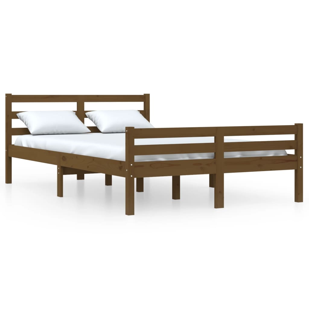 vidaXL Bed Frame without Mattress Honey Brown Solid Wood 120x190 cm Small Double