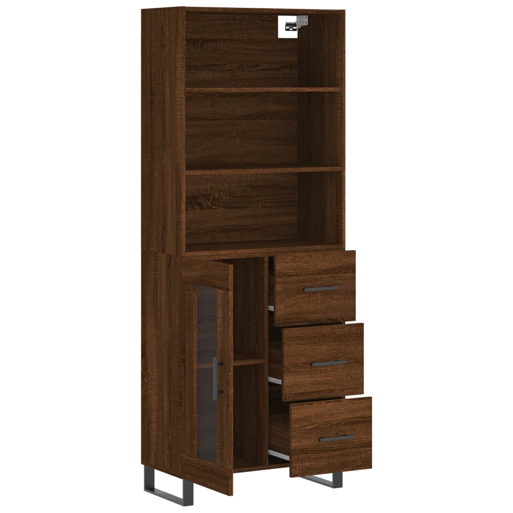 vidaXL Highboard Brown Oak 69.5x34x180 cm Engineered Wood