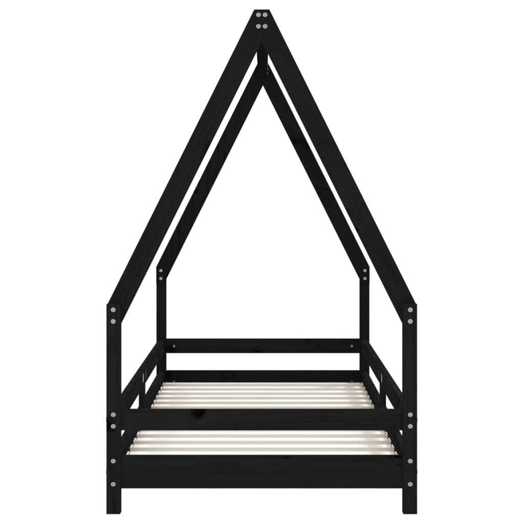 vidaXL Kids Bed Frame Black 90x200 cm Solid Wood Pine