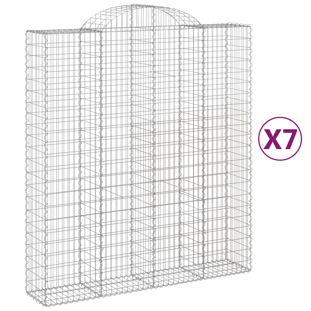 vidaXL Arched Gabion Baskets 7 pcs 200x50x220/240 cm Galvanised Iron