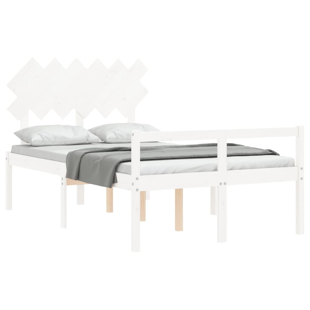 vidaXL Senior Bed without Mattress White Double Solid Wood