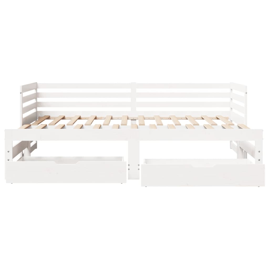 vidaXL Daybed with Drawers without Mattress White 90x200 cm Solid Wood