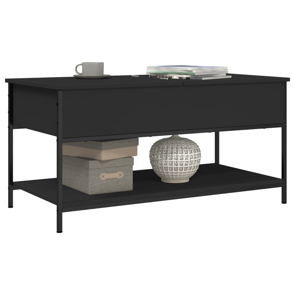 vidaXL Coffee Table Black 100x50x50 cm Engineered Wood and Metal