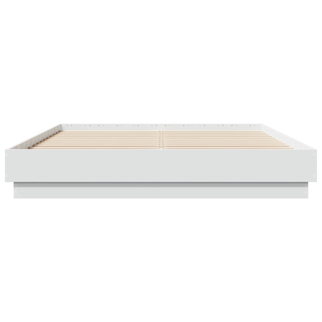 vidaXL Bed Frame with LED without Mattress White 160x200 cm