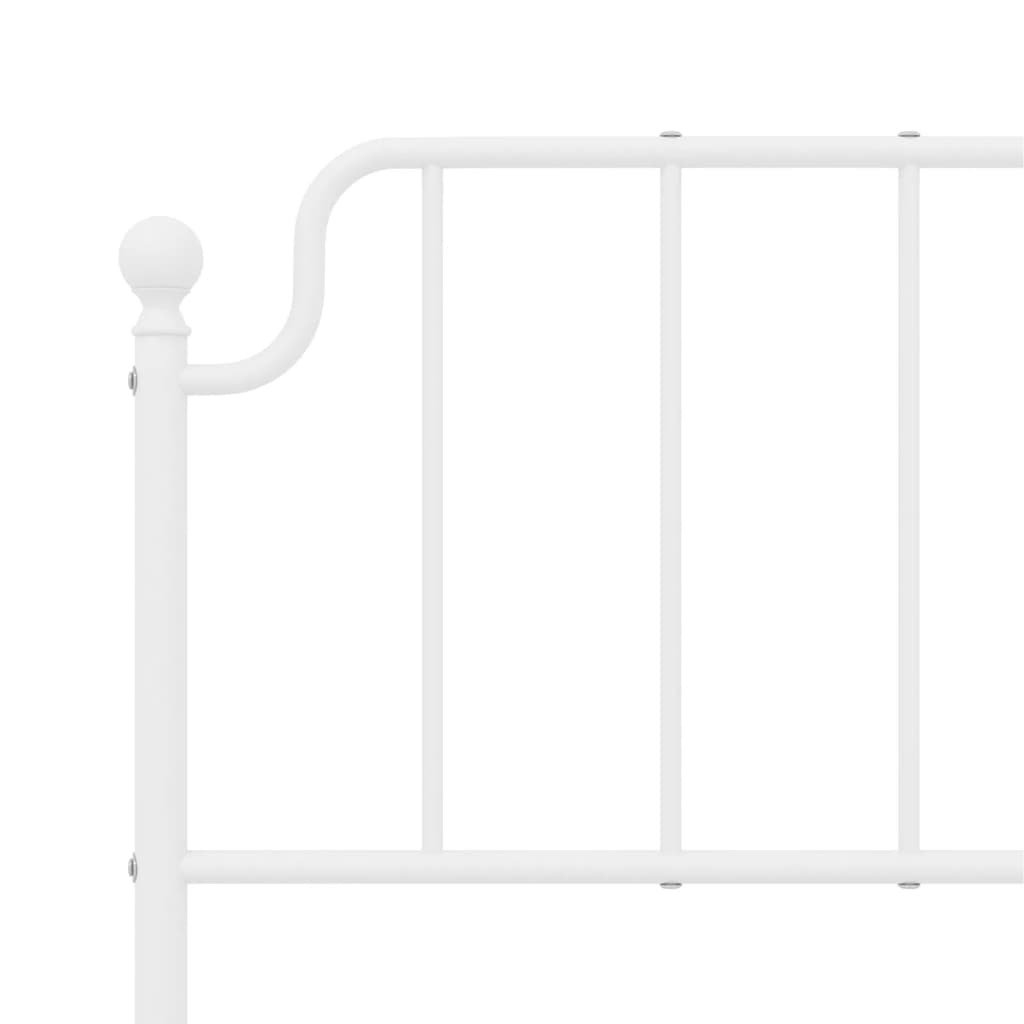 vidaXL Metal Bed Frame without Mattress with Headboard White 135x190 cm Double