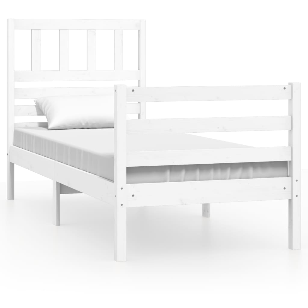 vidaXL Bed Frame without Mattress White 75x190 cm Small Single Solid Wood