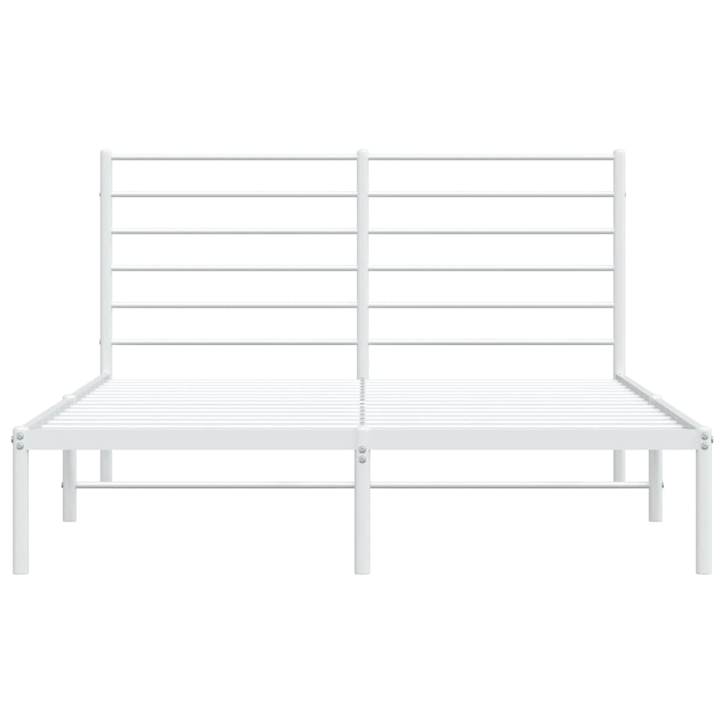 vidaXL Metal Bed Frame without Mattress with Headboard White 120x190 cm Small Double