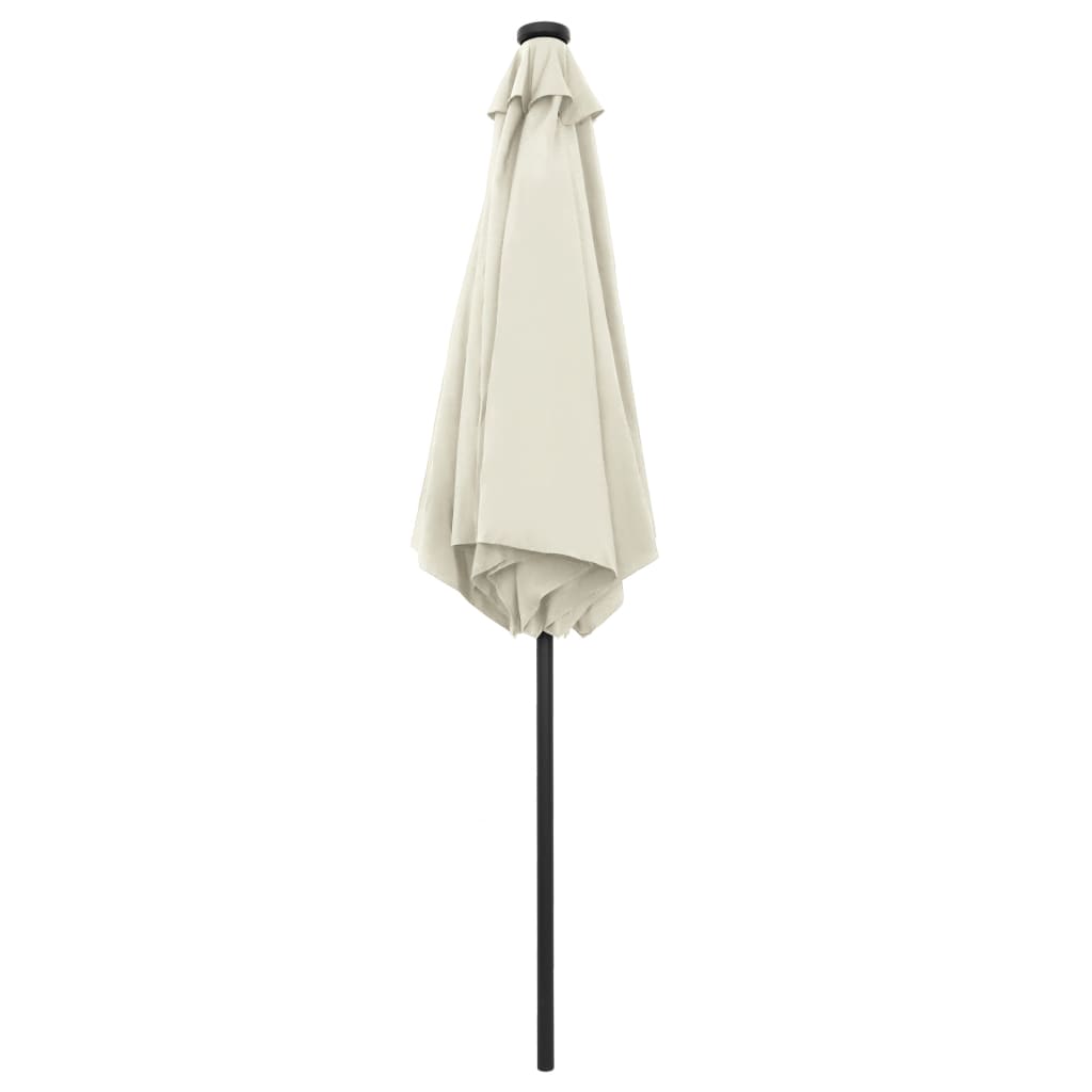 vidaXL Garden Parasol with LED Lights and Aluminium Pole 270 cm Sand White