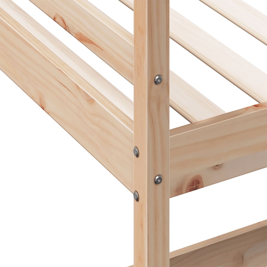 vidaXL Loft Bed without Mattress 75x190 cm Small Single Solid Wood Pine