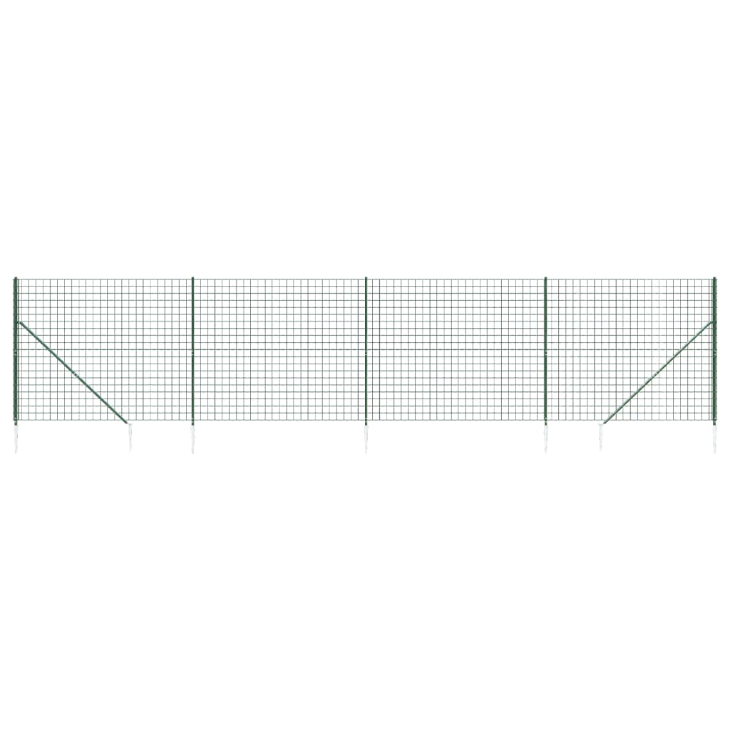 vidaXL Wire Mesh Fence with Spike Anchors Green 2x10 m