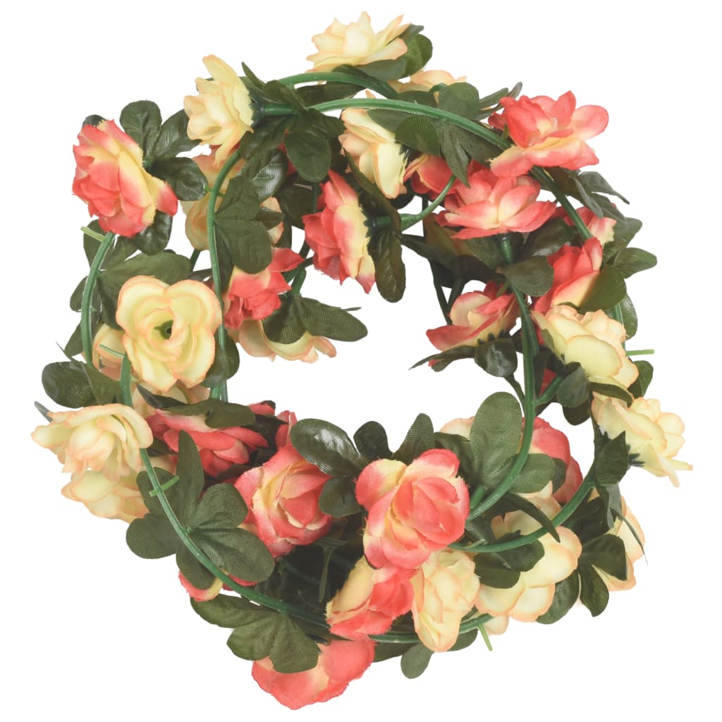 vidaXL Christmas Flower Garlands 6 pcs Rose and Champagne 240 cm