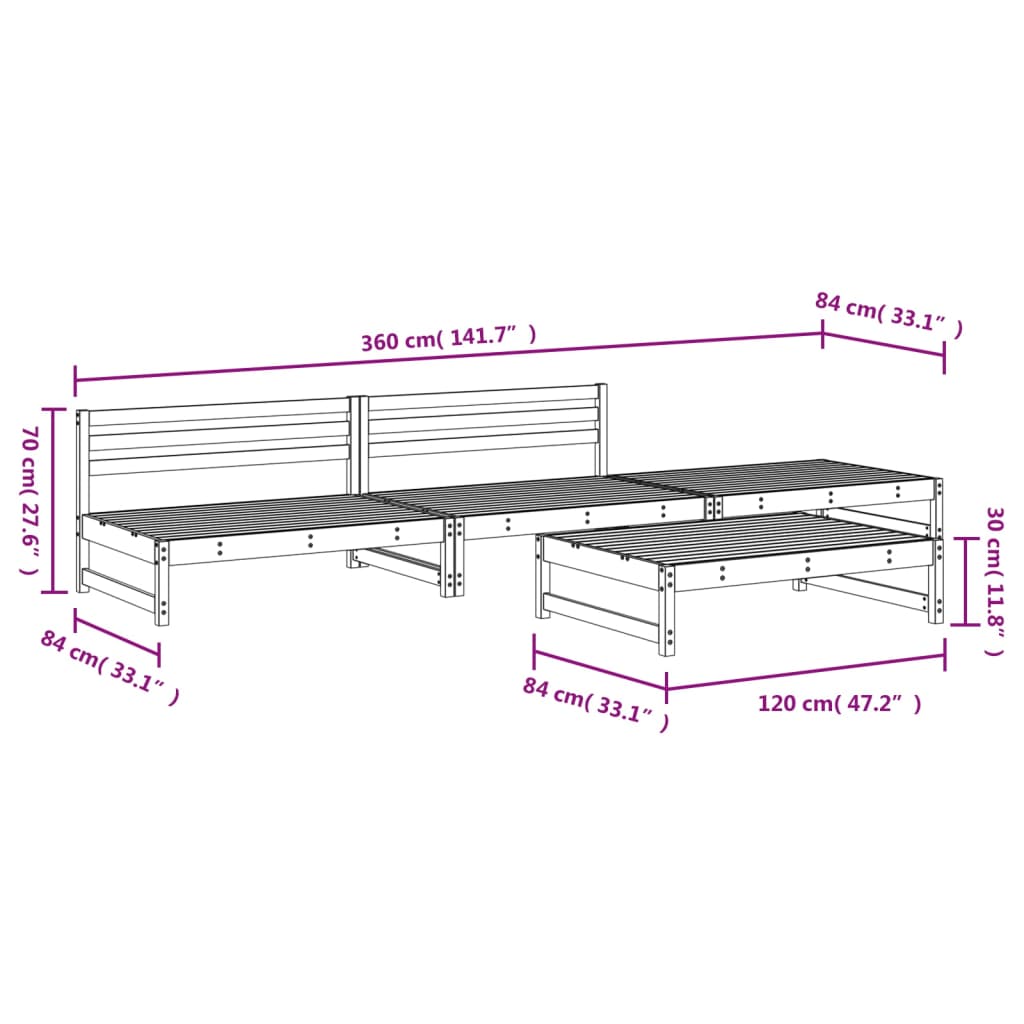 vidaXL 4 Piece Garden Lounge Set Solid Wood Douglas