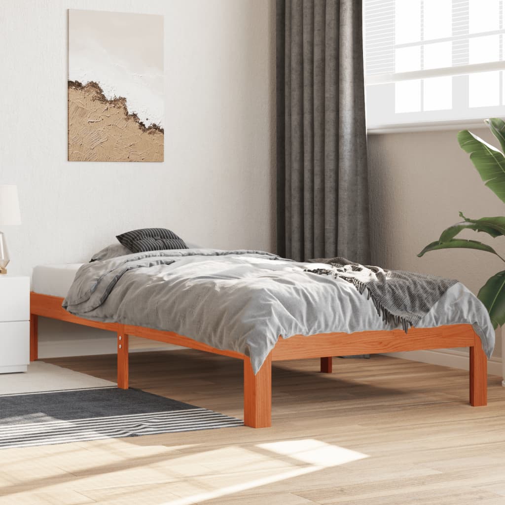 vidaXL Bed Frame without Mattress Wax Brown 100x200 cm Solid Wood Pine