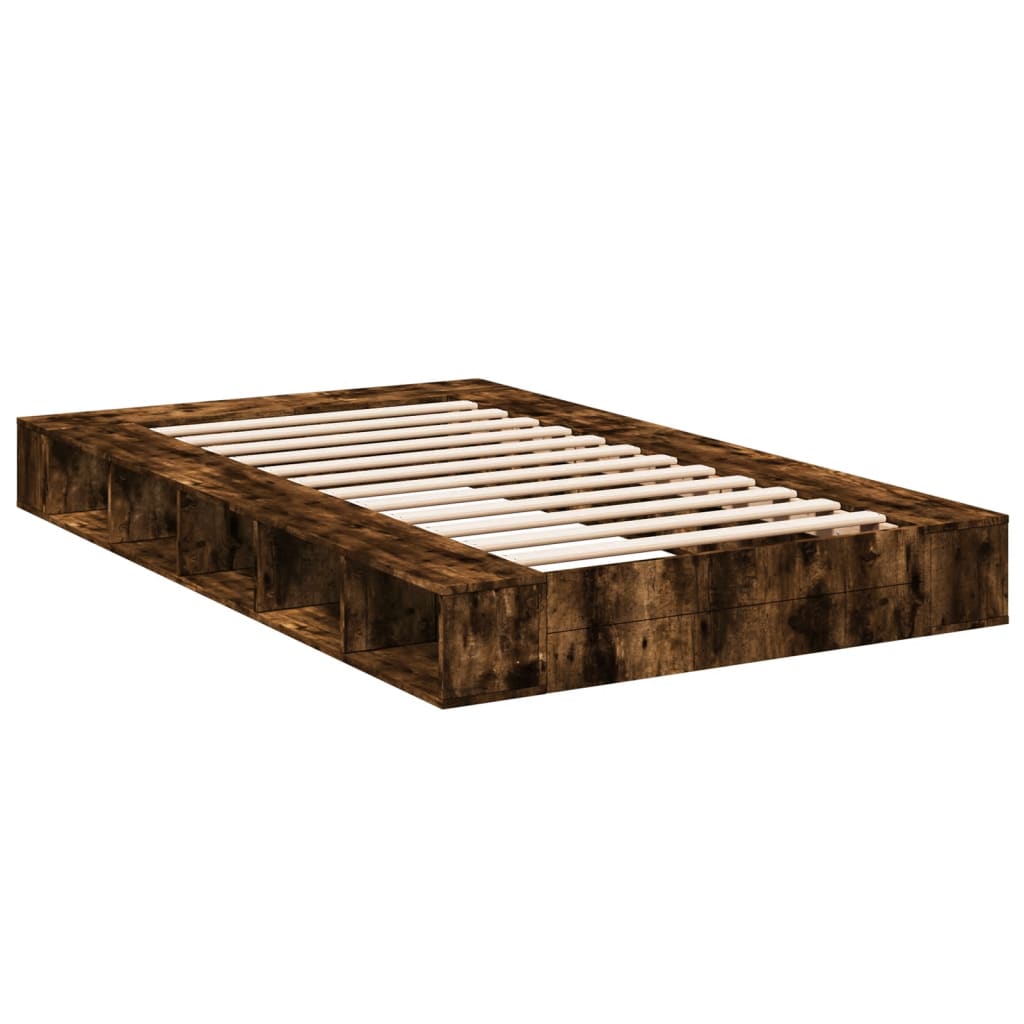 vidaXL Bed Frame Smoked Oak 135x190 cm Double Engineered Wood