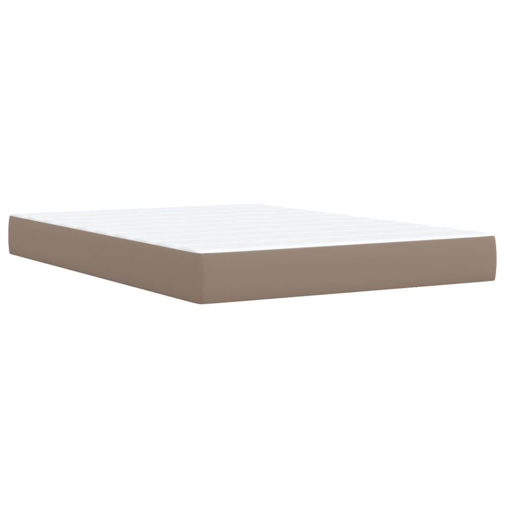 vidaXL Box Spring Bed with Mattress Cappuccino 140x200 cm Faux Leather