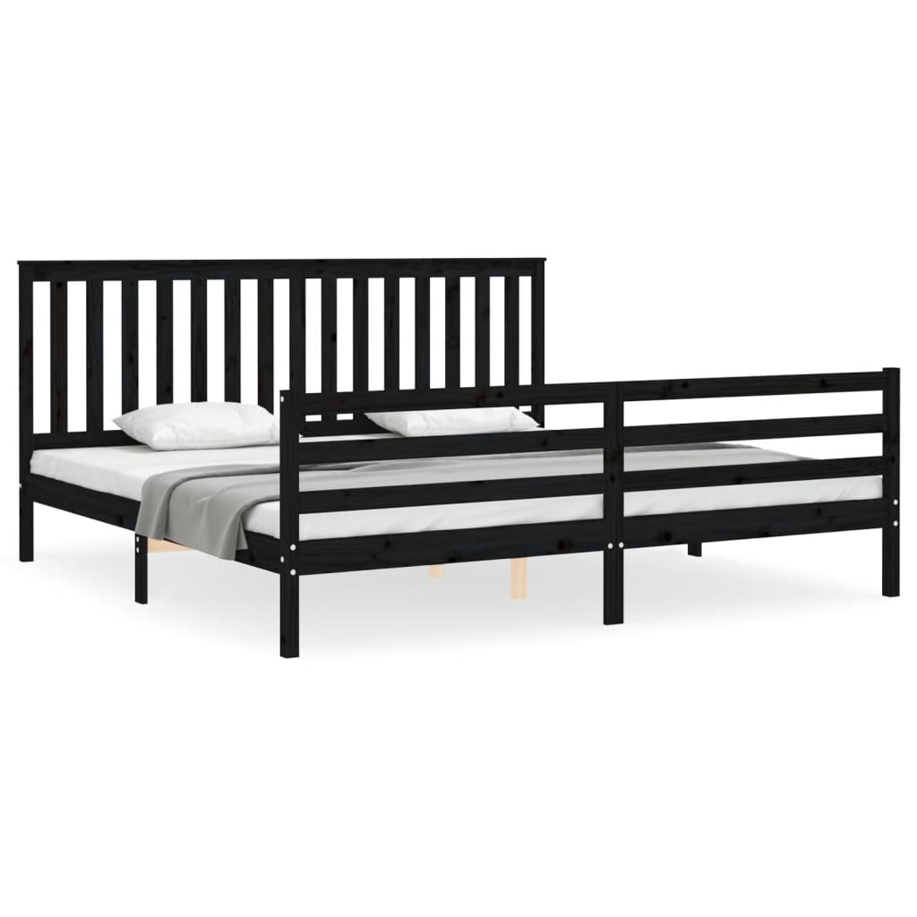 vidaXL Bed Frame without Mattress Black 200x200 cm Solid Wood