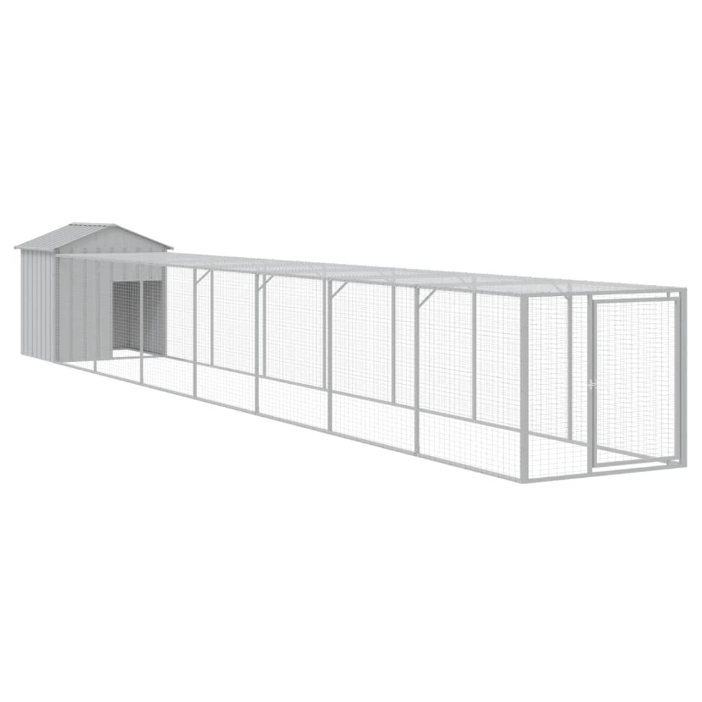 vidaXL Chicken Cage with Run Light Grey 117x813x123 cm Galvanised Steel