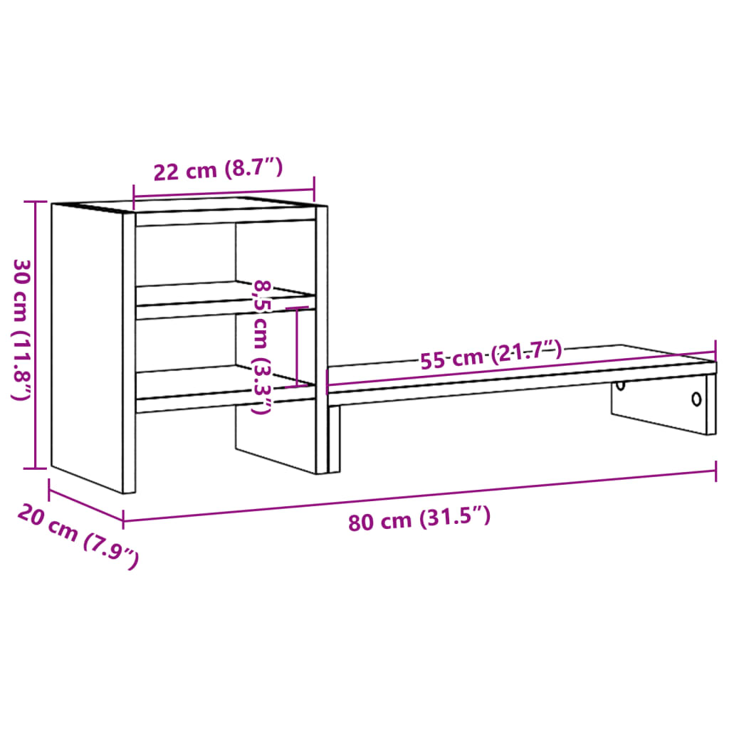 vidaXL Monitor Stand with Desk Organiser Brown Oak Engineered Wood