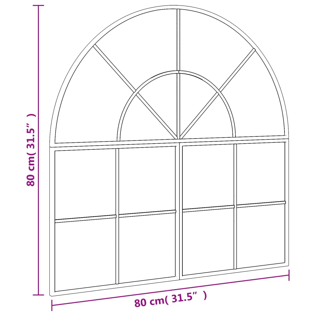 vidaXL Wall Mirror Black 80x80 cm Arch Iron