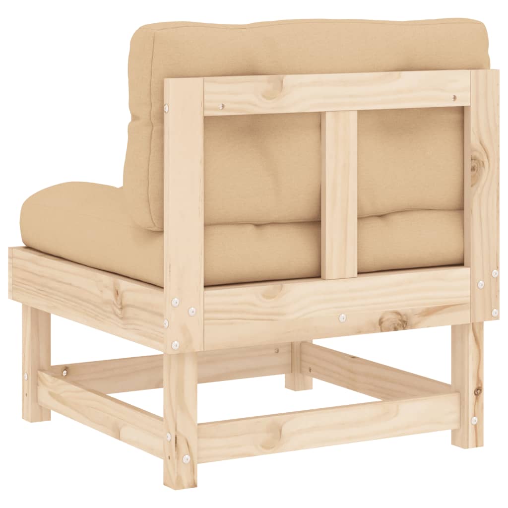 vidaXL Middle Sofa with Cushions Solid Wood Pine