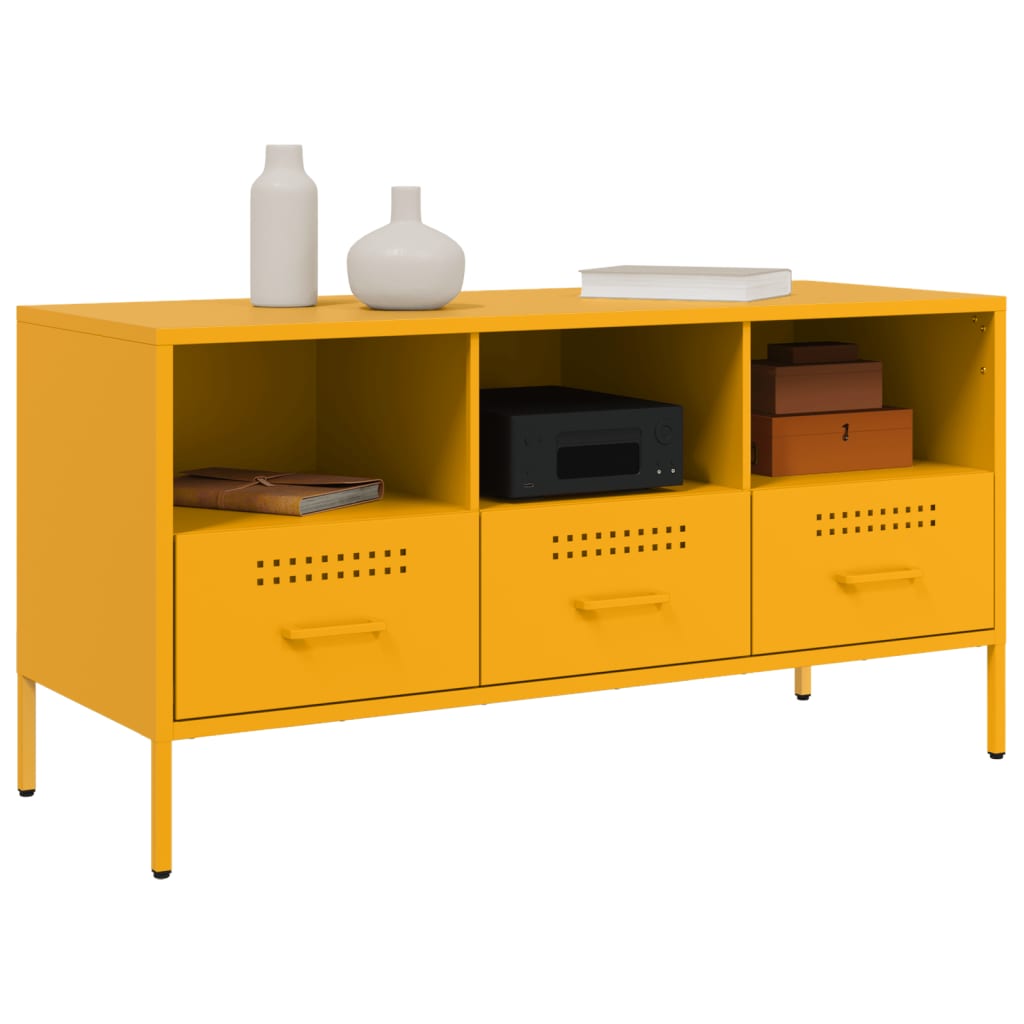 vidaXL TV Cabinet Mustard Yellow 100.5x39x50.5 cm Steel