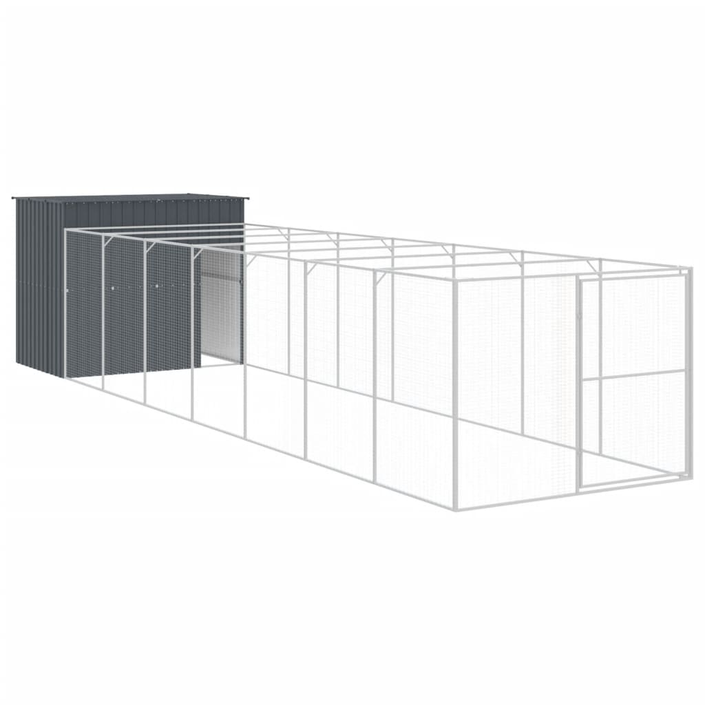 vidaXL Dog House with Run Anthracite 214x865x181 cm Galvanised Steel