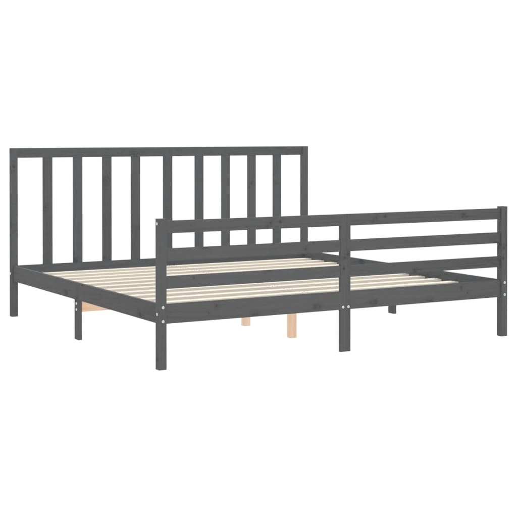 vidaXL Bed Frame without Mattress Grey 200x200 cm Solid Wood Pine