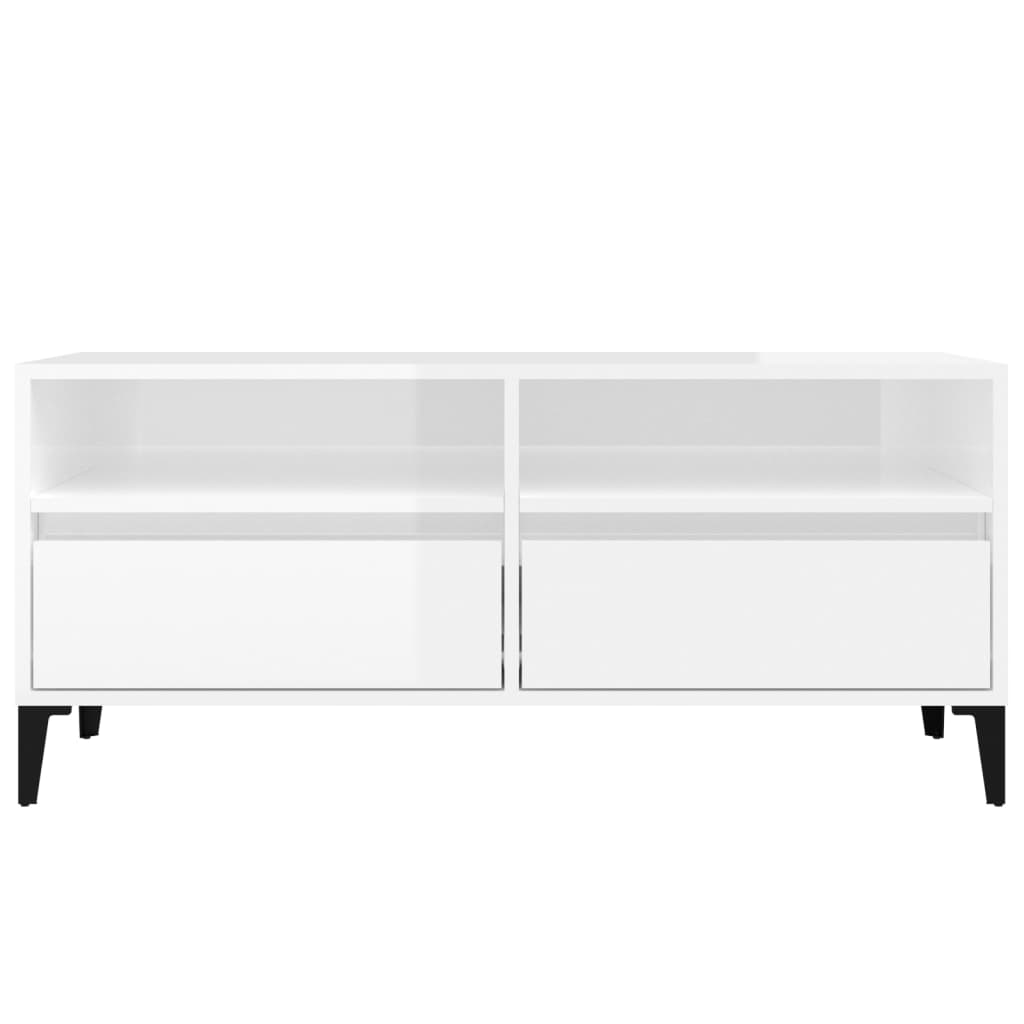 vidaXL TV Cabinet High Gloss White 100x34.5x44.5 cm Engineered Wood