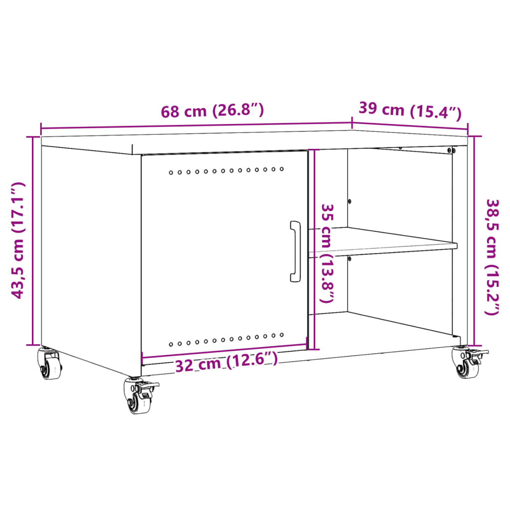 vidaXL TV Cabinet Pink 68x39x43.5 cm Steel