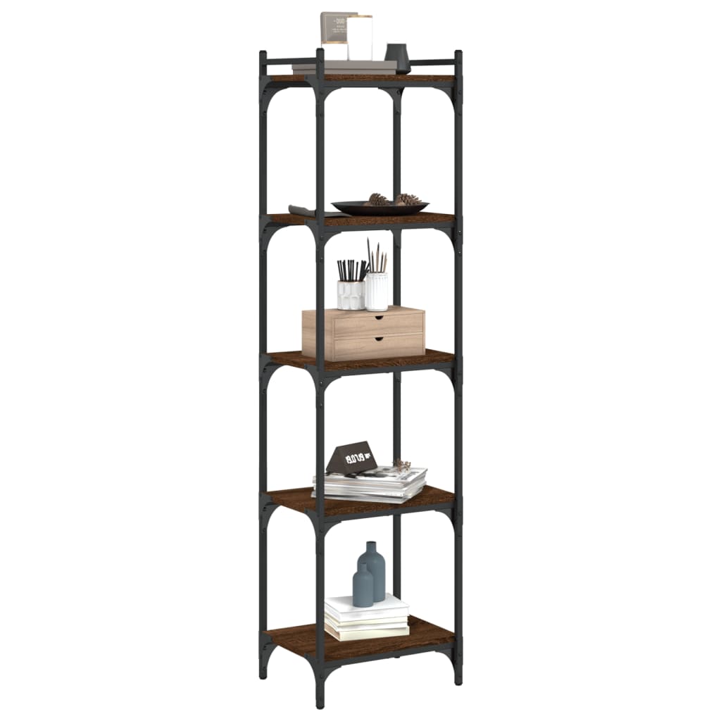 vidaXL Bookcase 5-Tier Brown Oak 40x30x154 cm Engineered Wood