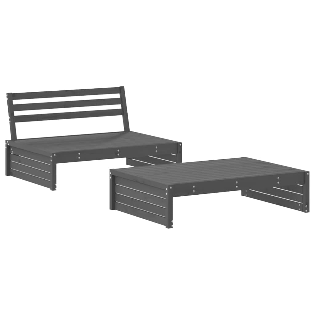 vidaXL 2 Piece Garden Lounge Set Grey Solid Wood Pine