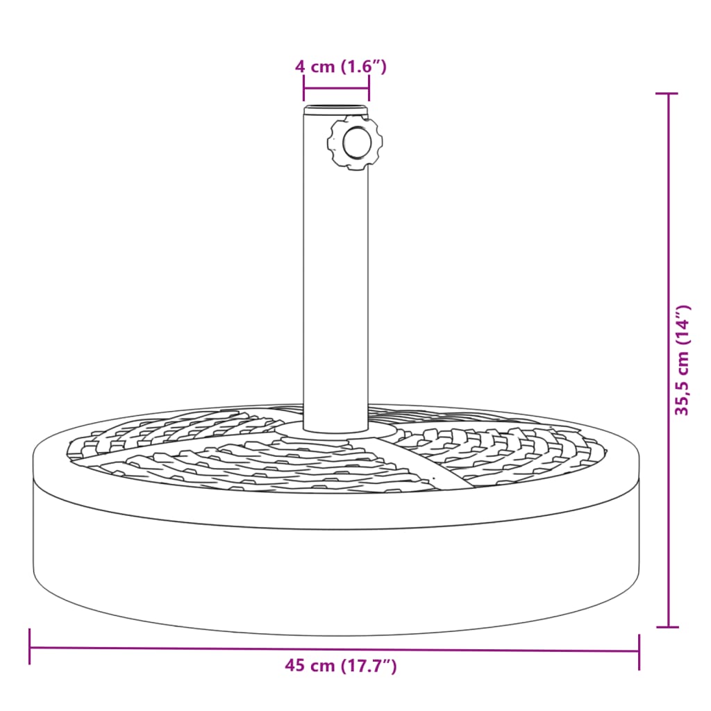 vidaXL Parasol Base for Ø38 / 48 mm Poles 25 kg Round