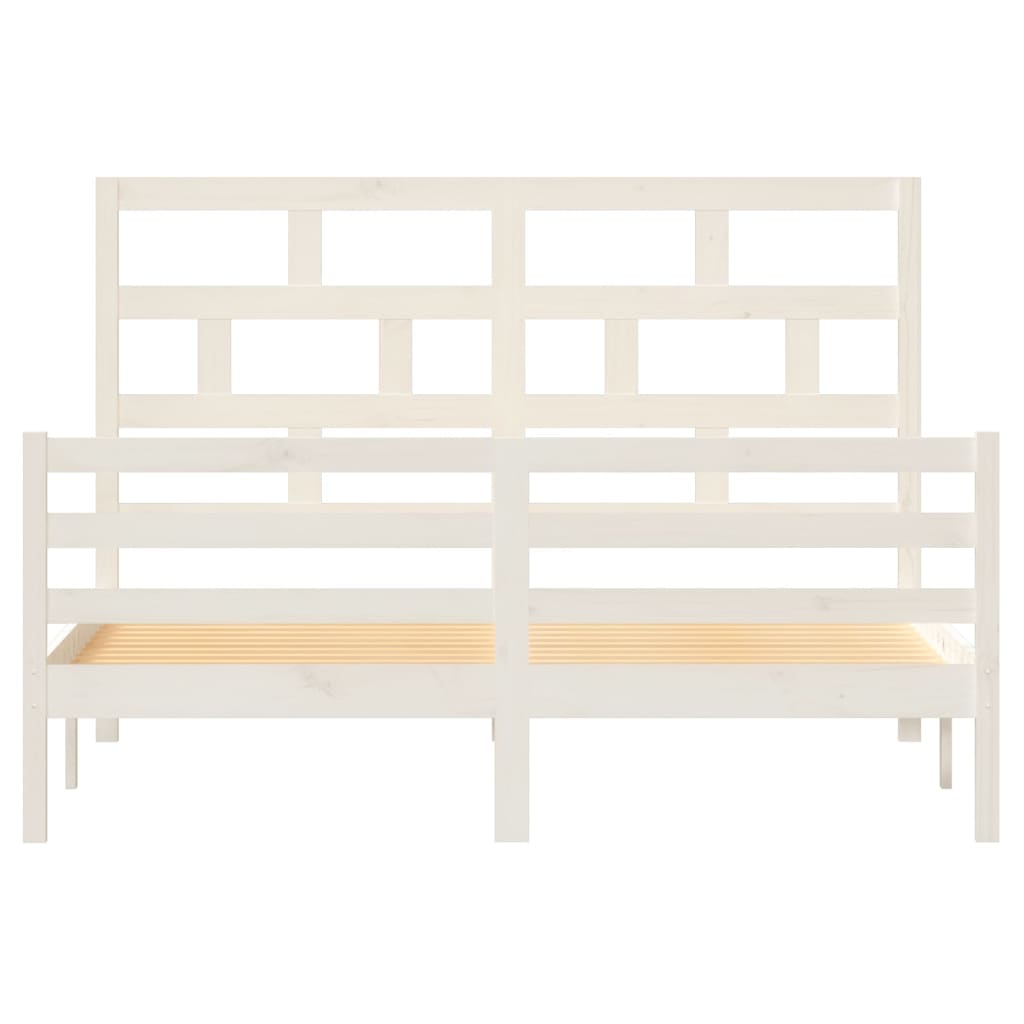 vidaXL Bed Frame without Mattress White Solid Wood 160x200 cm (810441+814205)