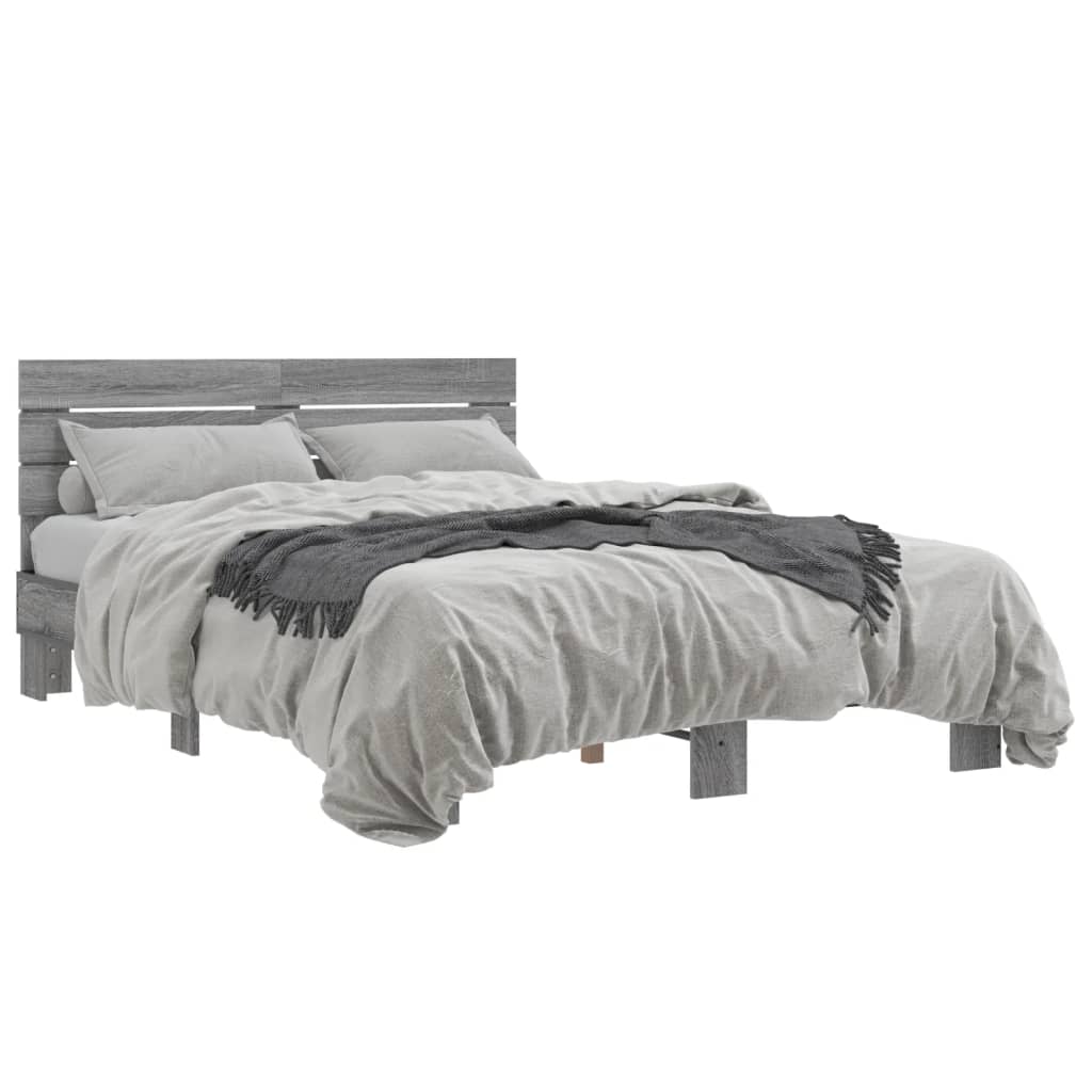 vidaXL Bed Frame without Mattress Grey Sonoma 120x200 cm