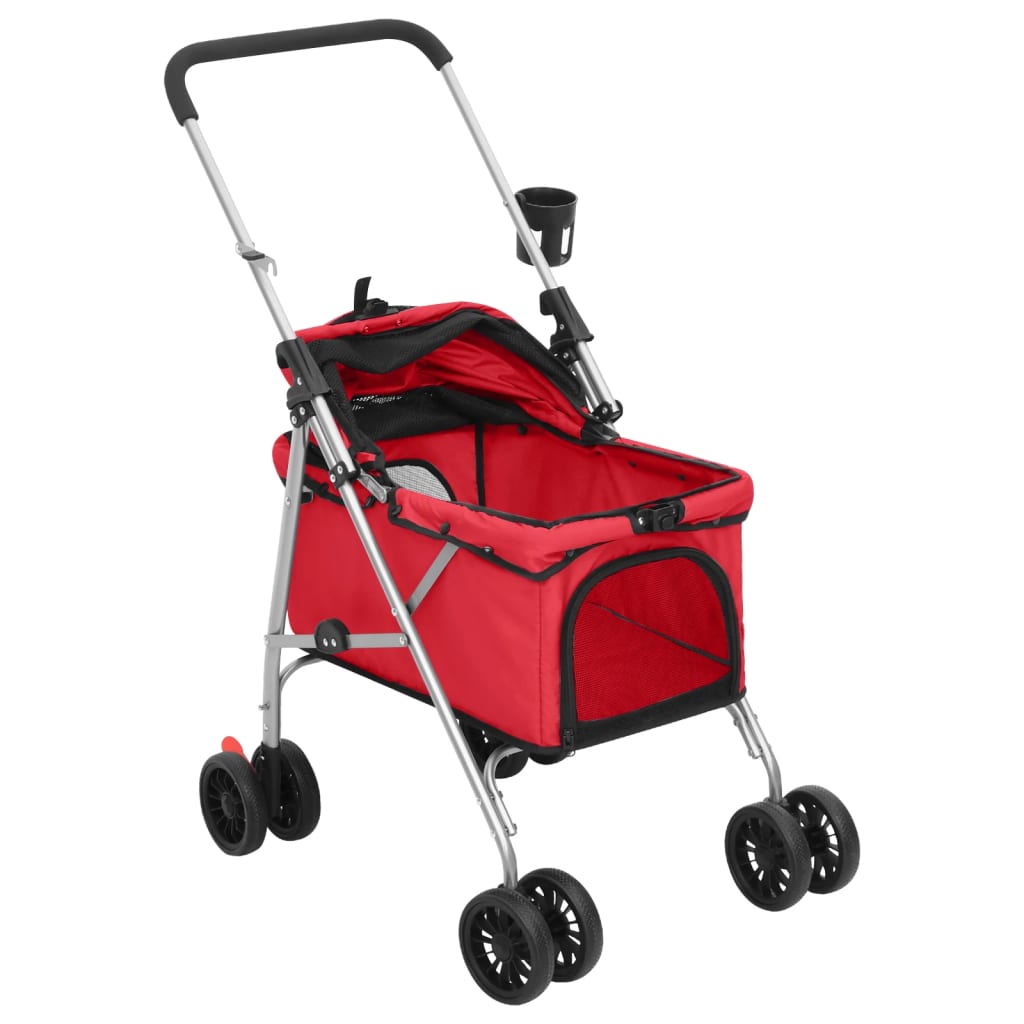 vidaXL Folding Dog Stroller Red 76x50x100 cm Oxford Fabric