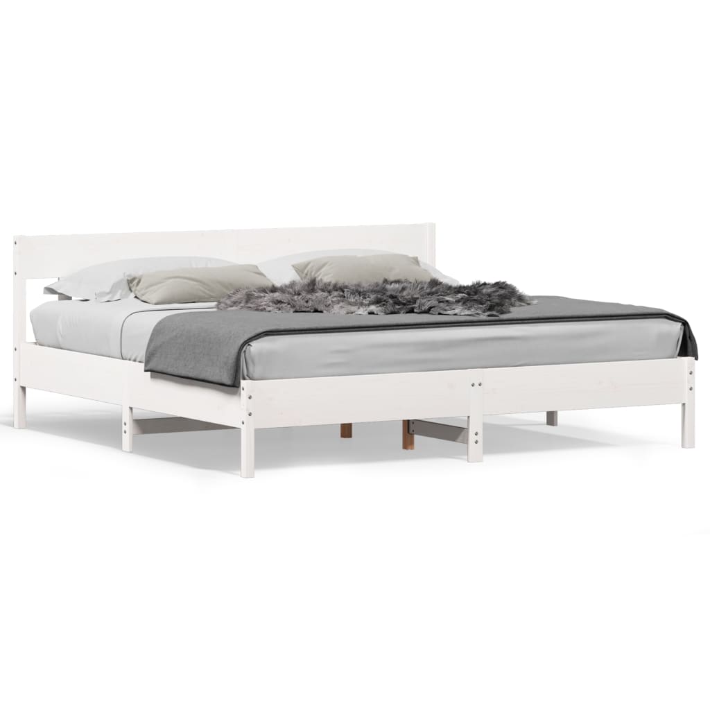 vidaXL Bed Frame without Mattress White 180x200 cm Super King Solid Wood Pine