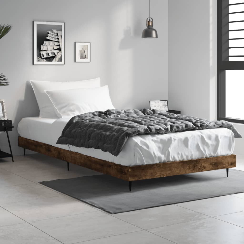 vidaXL Bed Frame without Mattress Smoked Oak 90x200 cm Engineered Wood