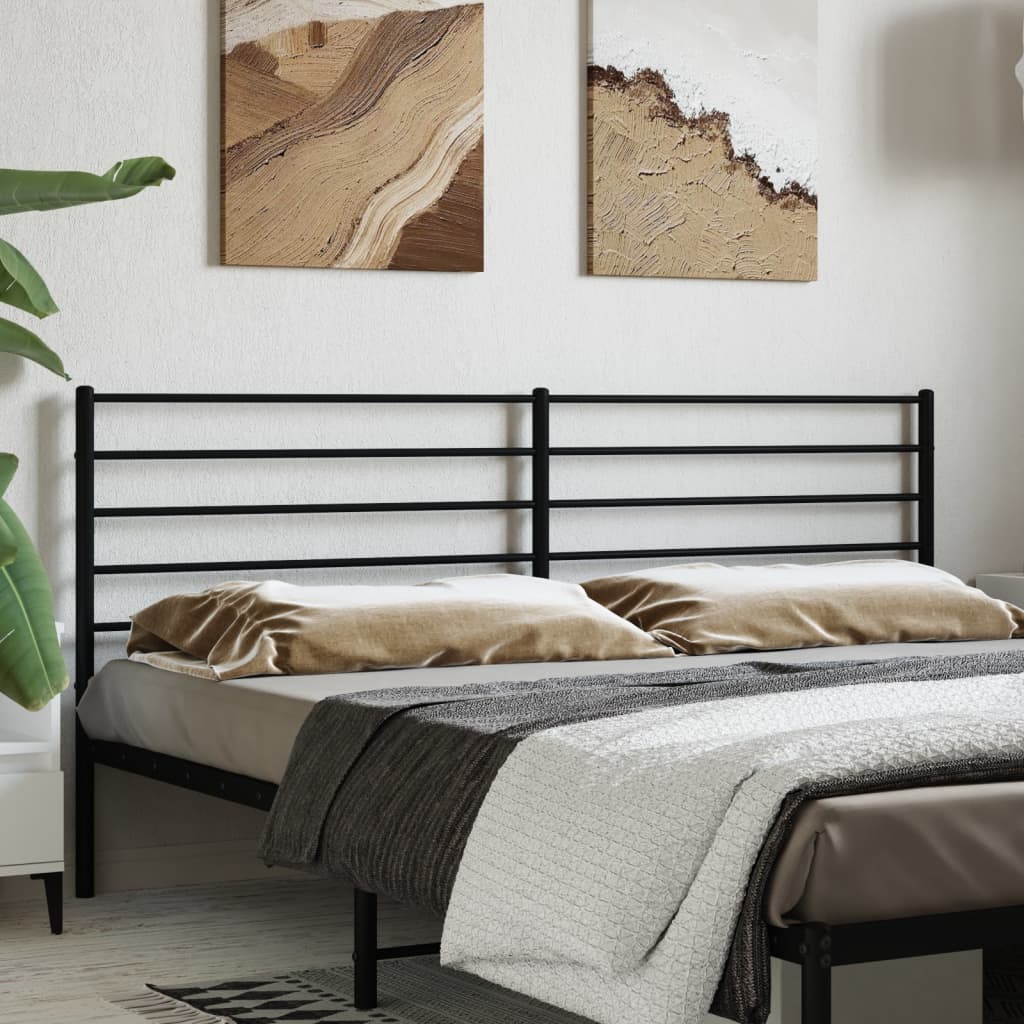 vidaXL Metal Headboard Black 200 cm