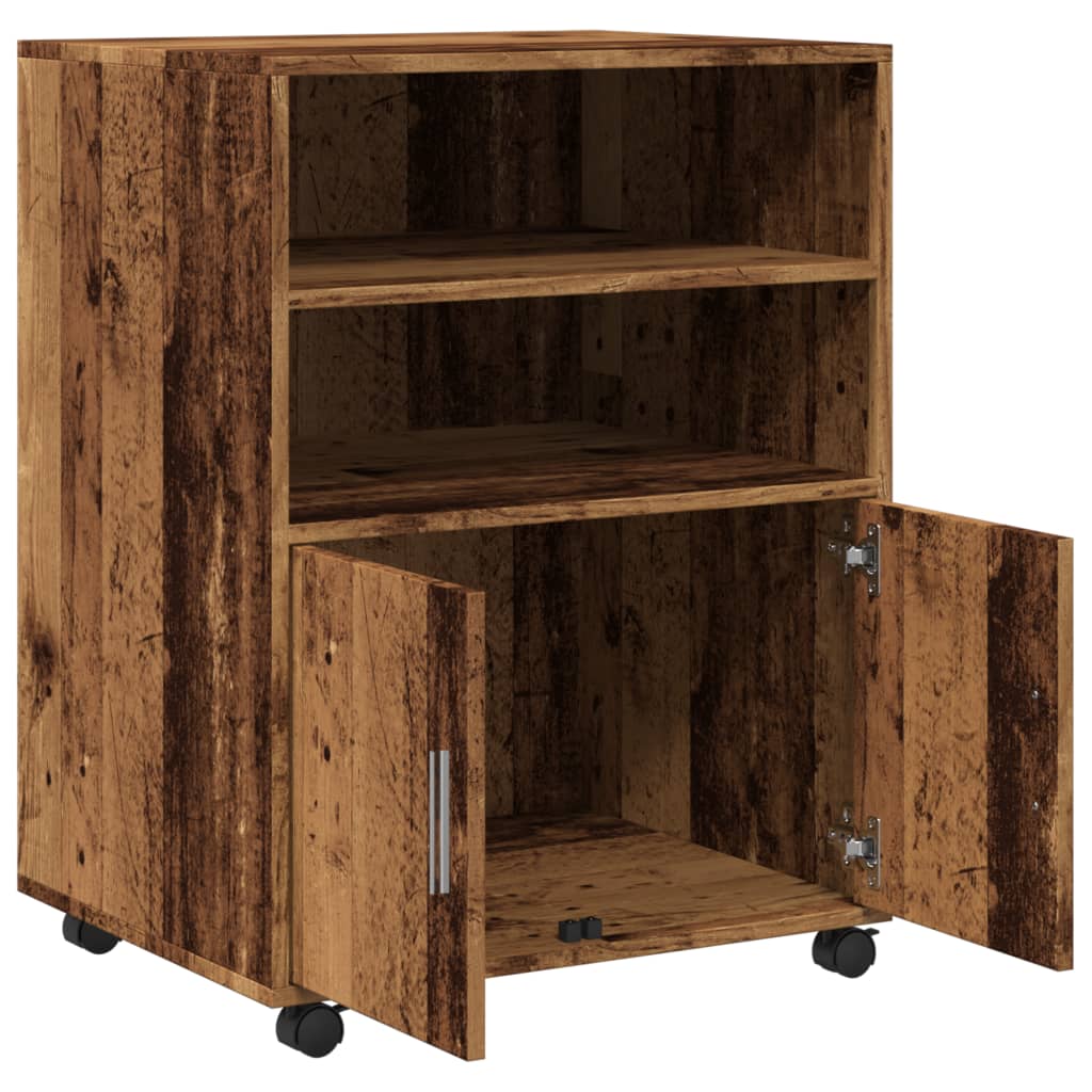 vidaXL Rolling Cabinet Old Wood 60x48x81 cm Engineered Wood