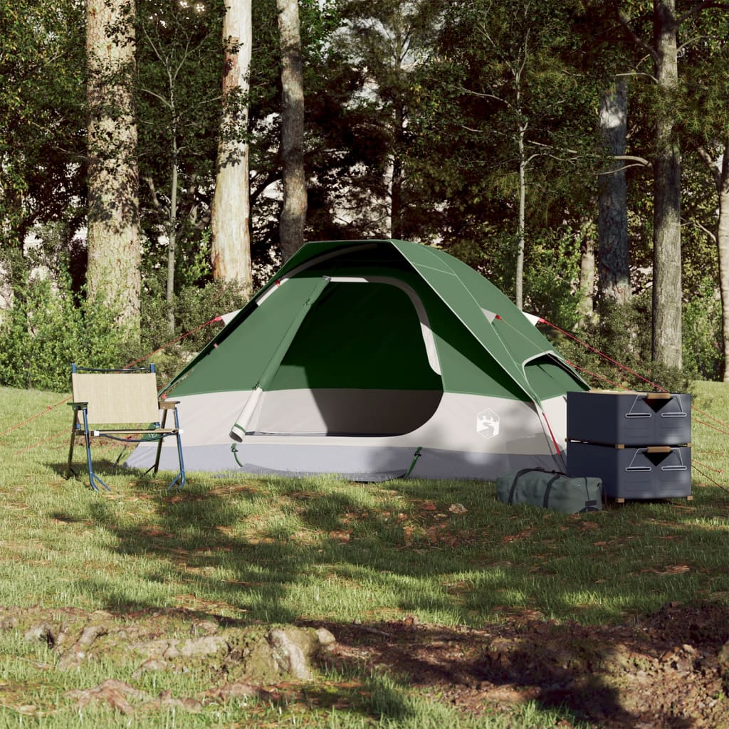 vidaXL Camping Tent Dome 2-Person Green Waterproof