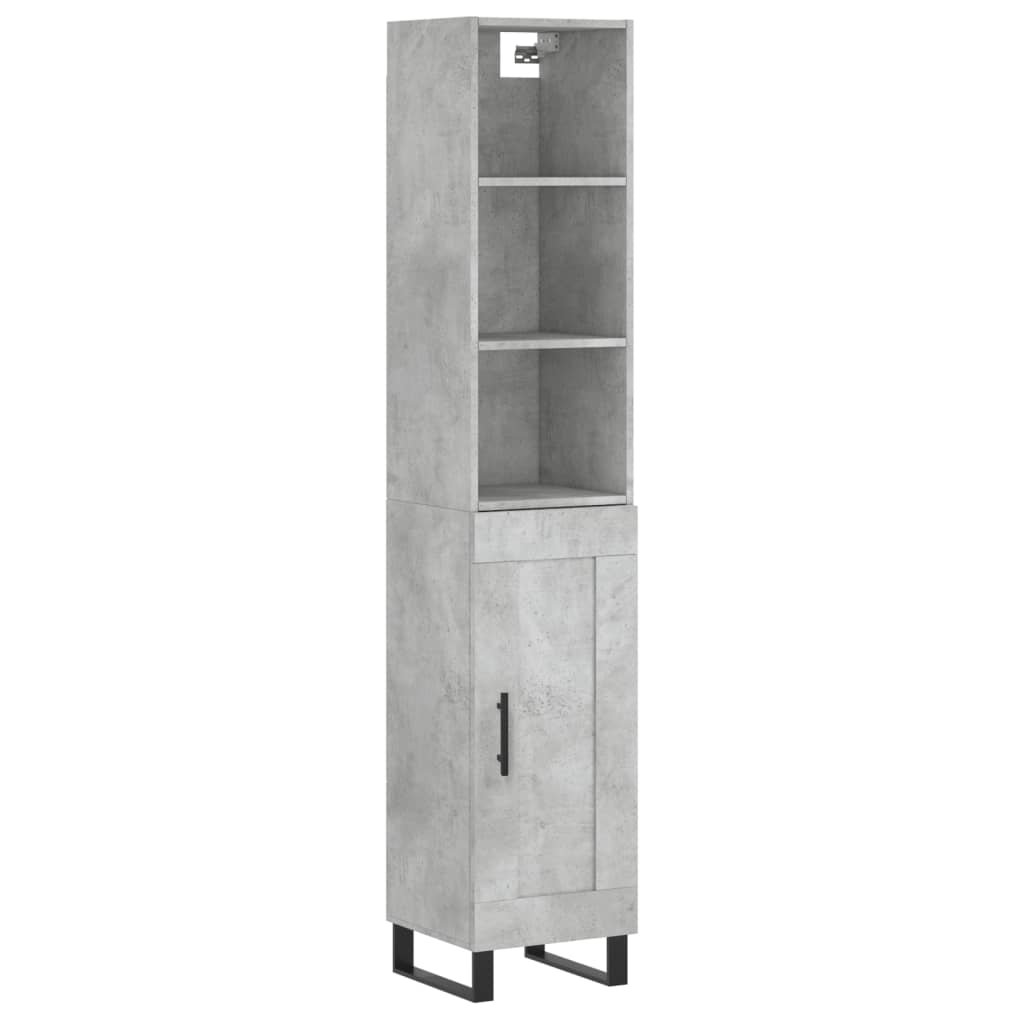 vidaXL Highboard Concrete Grey 34.5x34x180 cm Engineered Wood