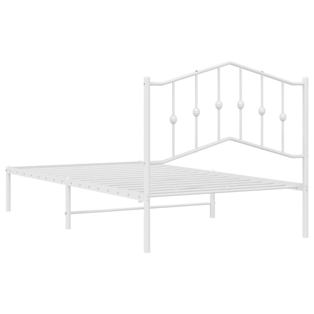 vidaXL Metal Bed Frame without Mattress with Headboard White 100x190 cm