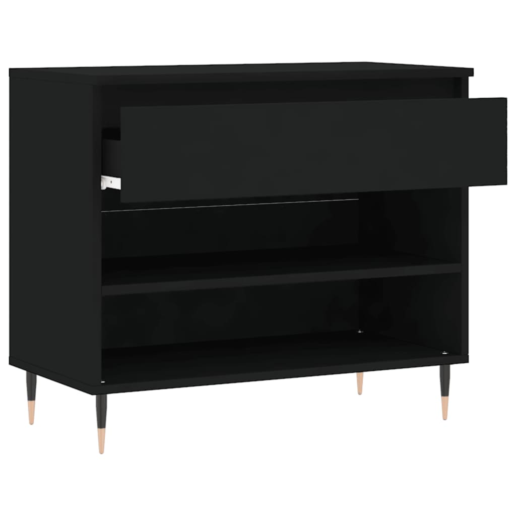 vidaXL Shoe Cabinet Black 70x36x60 cm Engineered Wood