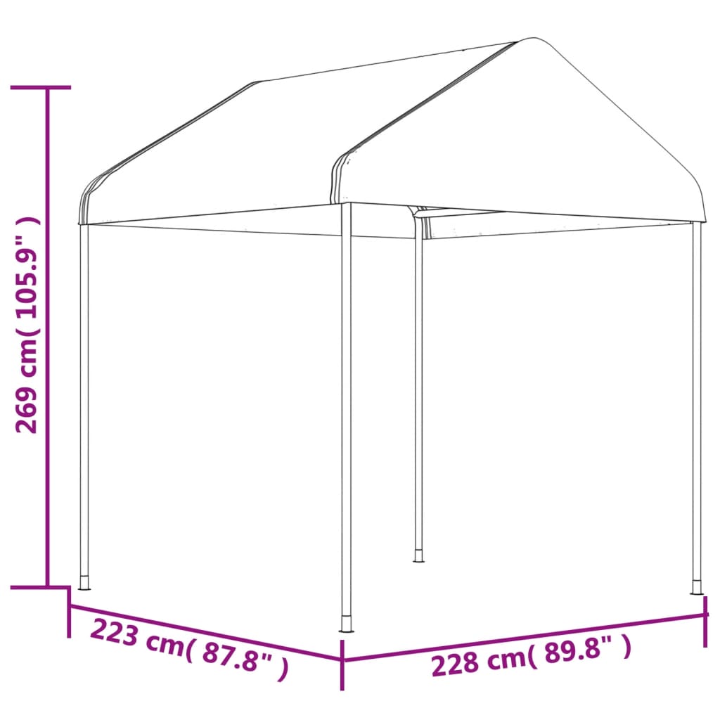 vidaXL Gazebo with Roof White 17.84x2.28x2.69 m Polyethylene