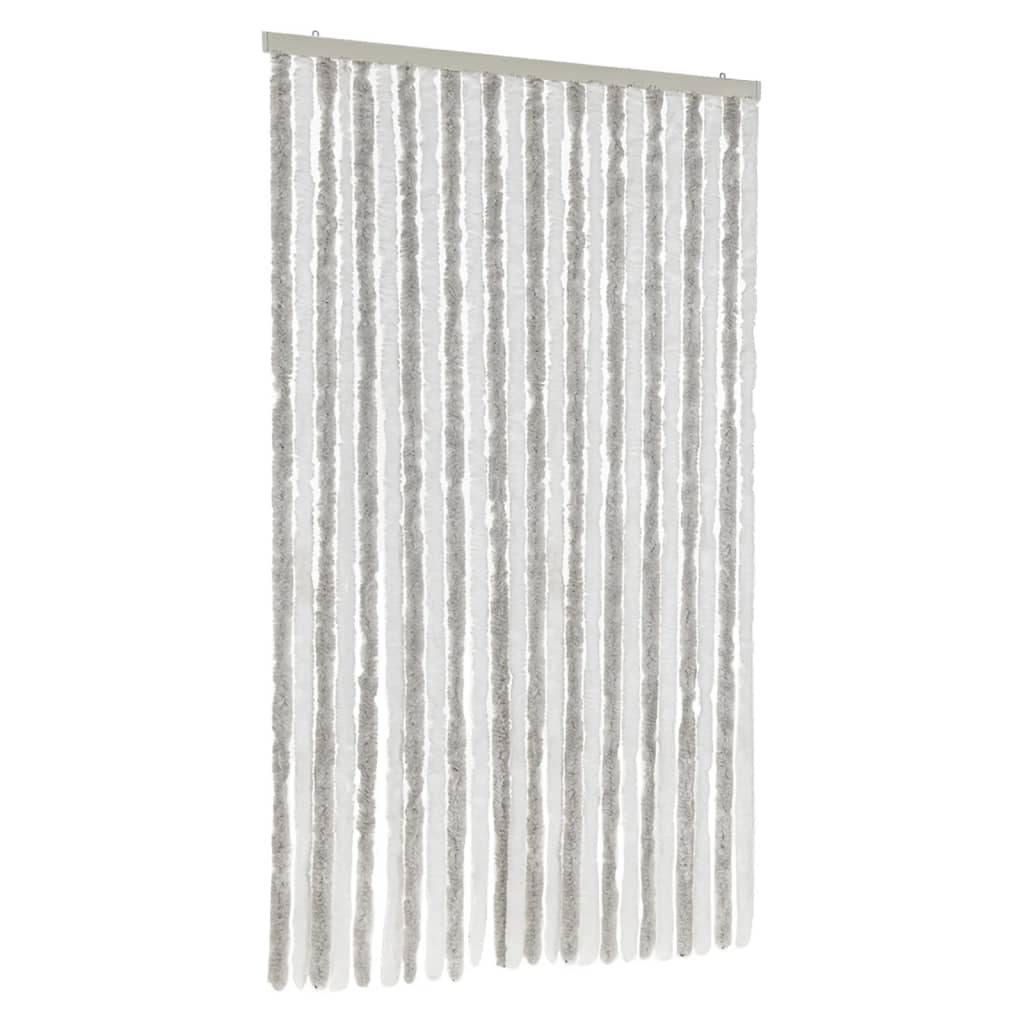 vidaXL Fly Curtain Light Grey and White 100x220 cm Chenille