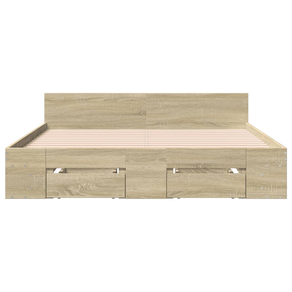 vidaXL Bed Frame with Drawers without Mattress Sonoma Oak 140x200 cm